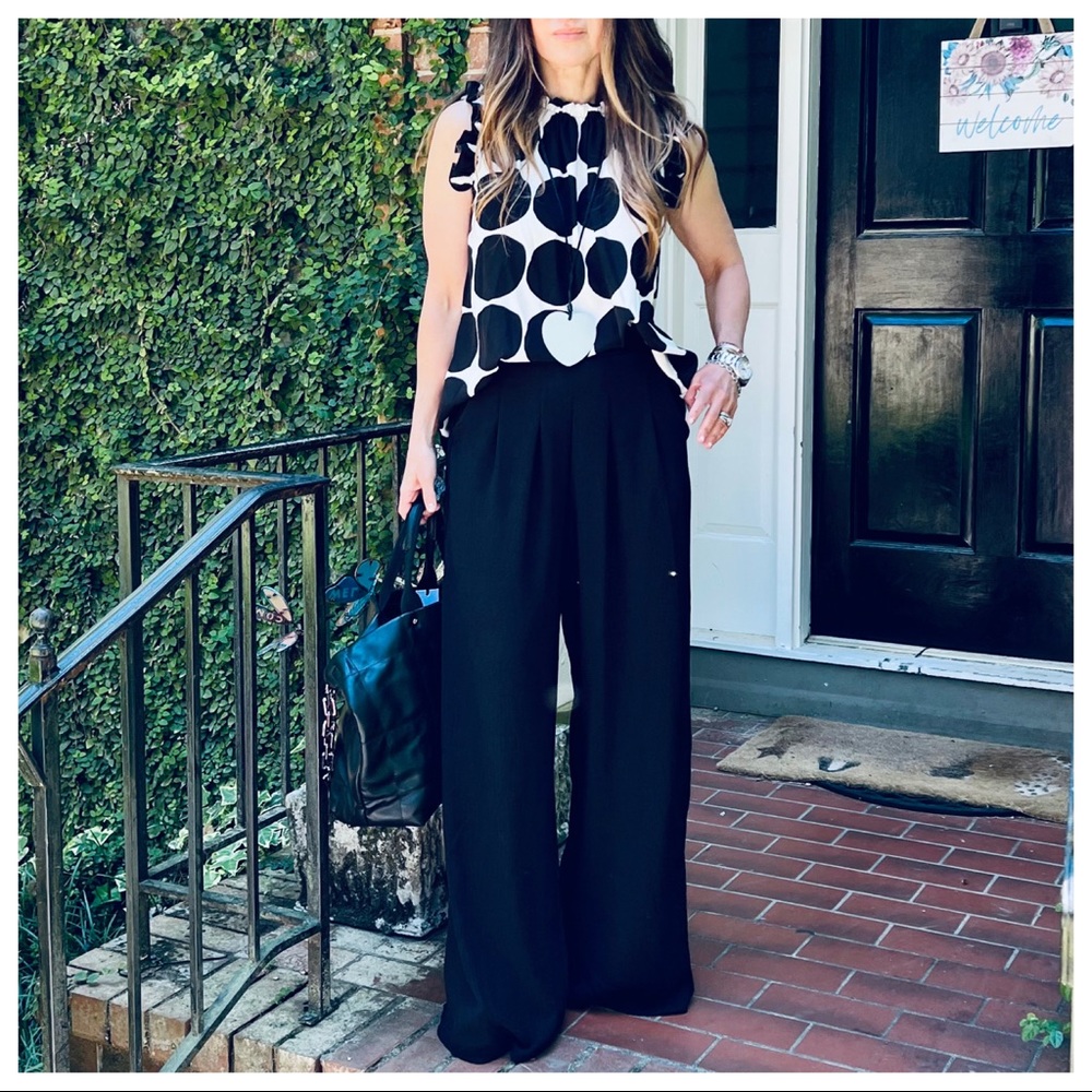39 Black Fabulous Boho Wide Leg Solid Pleated Pants - Picture 5 of 8